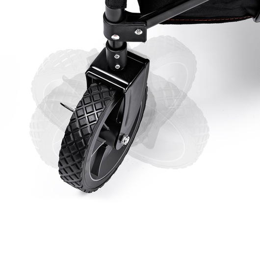 BLACKDECKER BDCWBK01 close-up photo of a black rubber caster wheel with textured tread, white background.