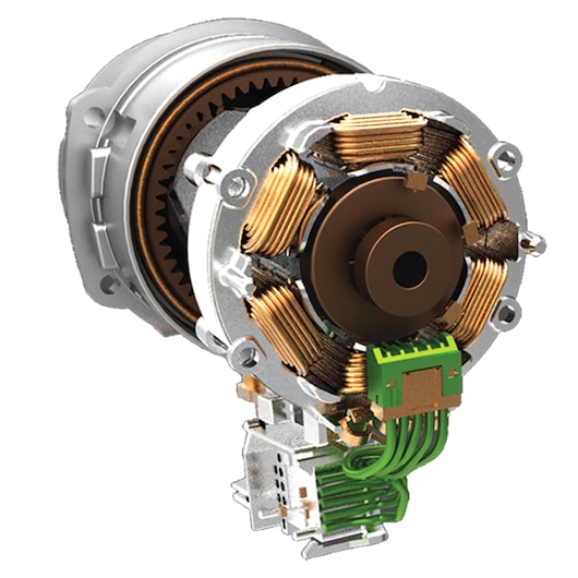 BLACKDECKER BL186N motor component with visible copper coils and green wiring, close-up product photography on white background.