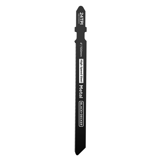 BLACK+DECKER BLCJS78N metal jigsaw blade, black, straight-on angle, high speed steel, 24 TPI for cutting metal.