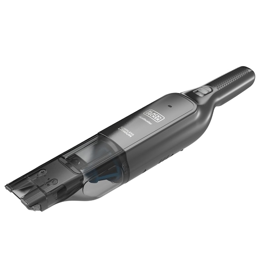 BLACK+DECKER HLVC320B11 handheld vacuum cleaner, black, side angle, white background.